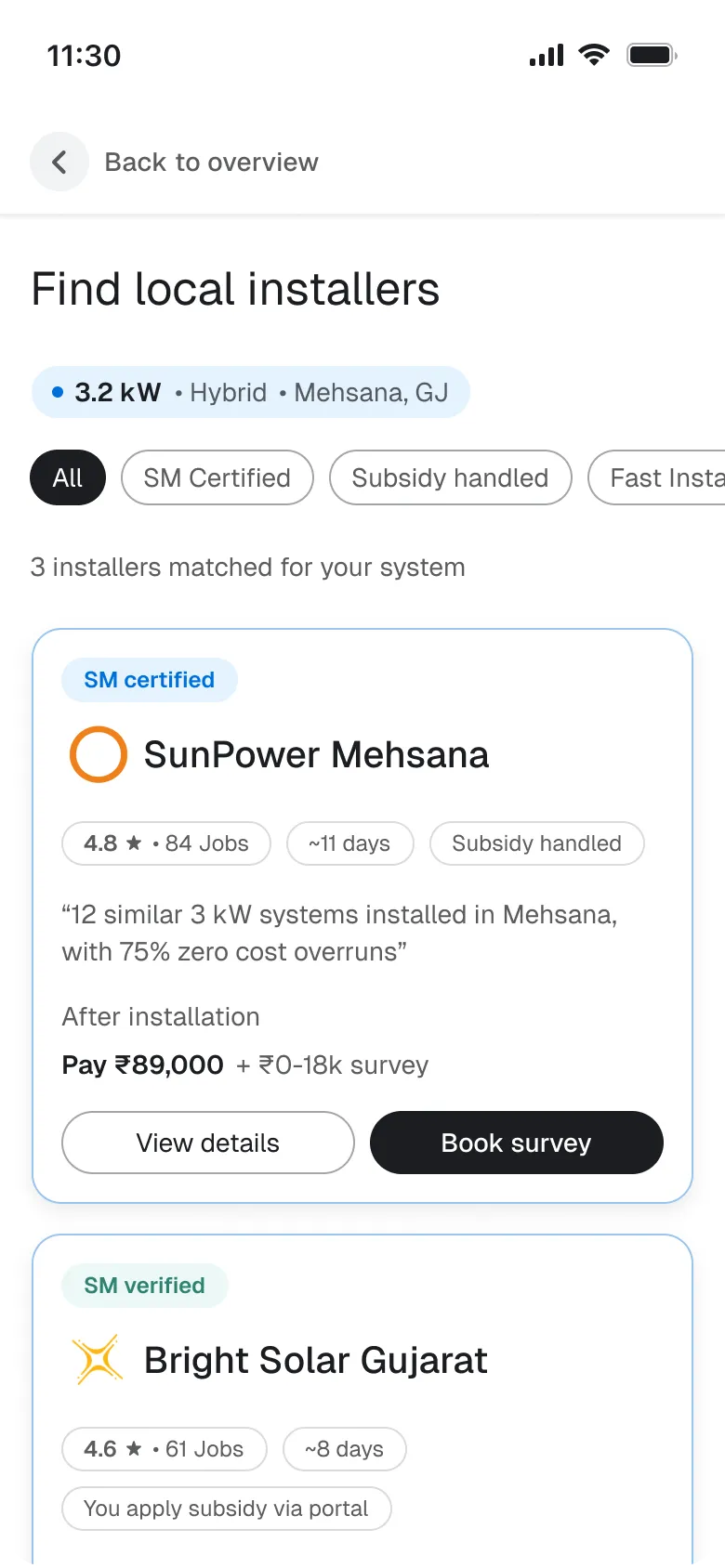 Installer list